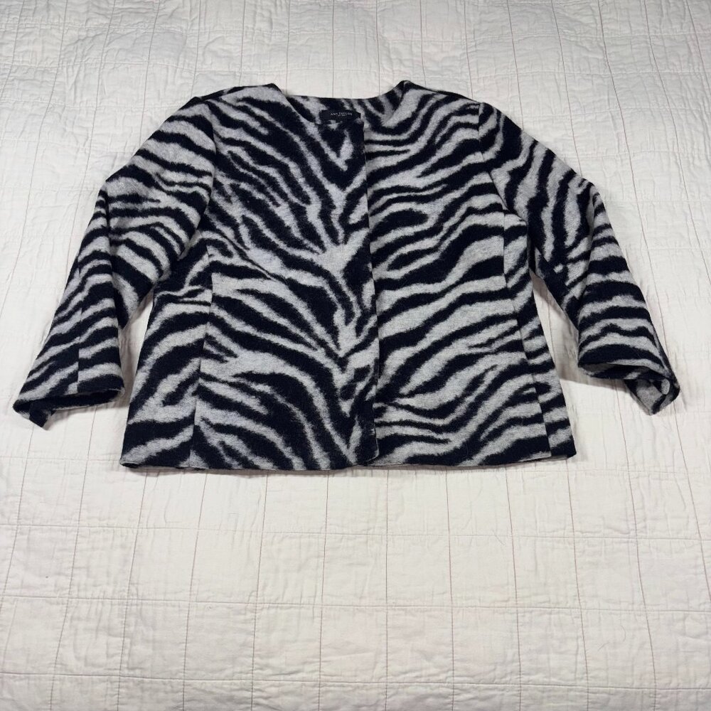 Ann Taylor Womens S Wool Blend Lined Zebra Jacket Career Party Evening